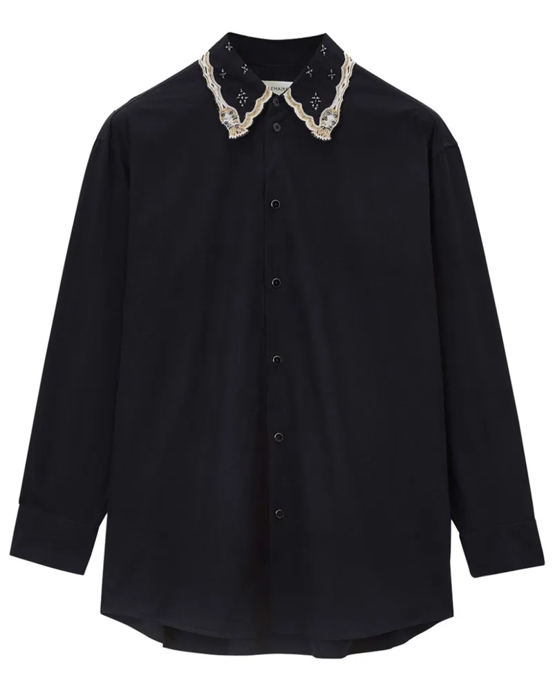 Christophe Lemaire Hemd mit besticktem Kragen - Schwarz Schwarz