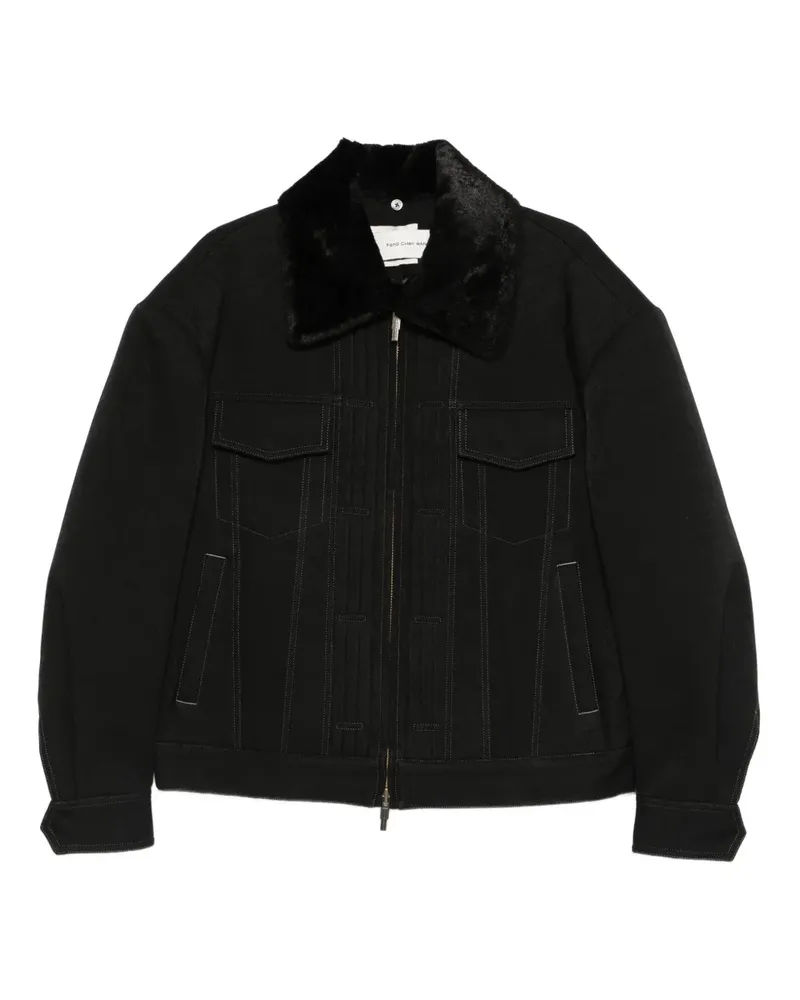 Feng Chen Wang fur-collar zip-up jacket - Schwarz Schwarz