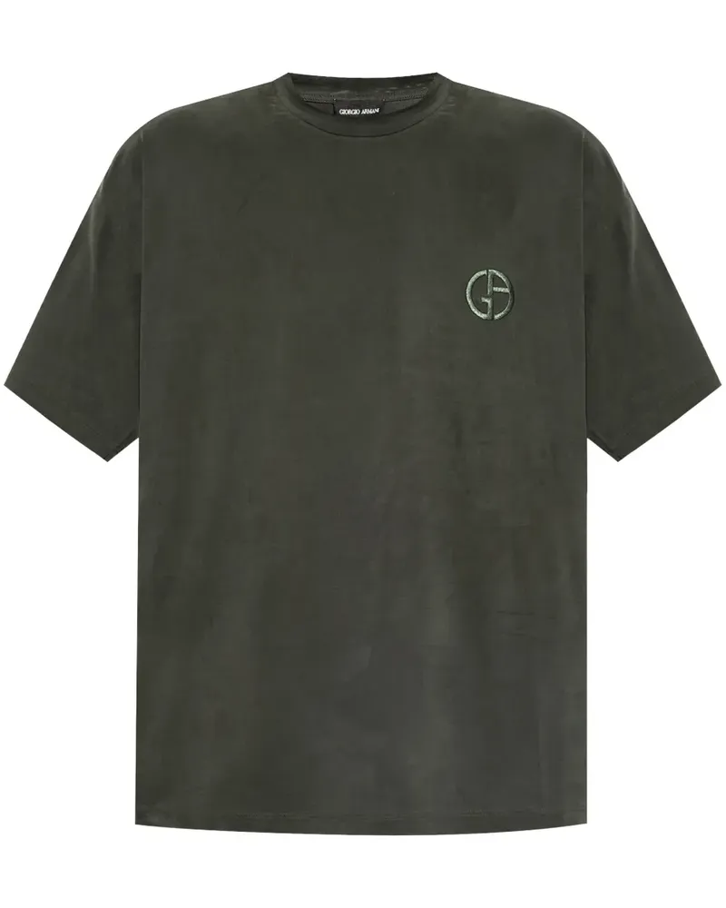 Giorgio Armani T-Shirt mit Logo-Stickerei - Grün Grün