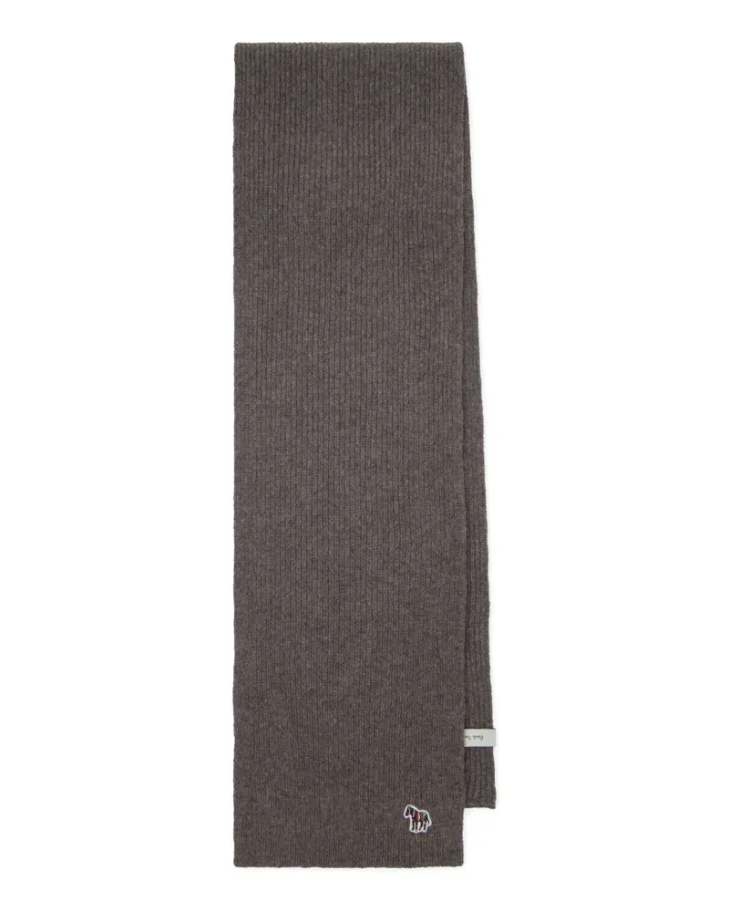 Paul Smith ribbed Zebra-patch scarf - Grau Grau