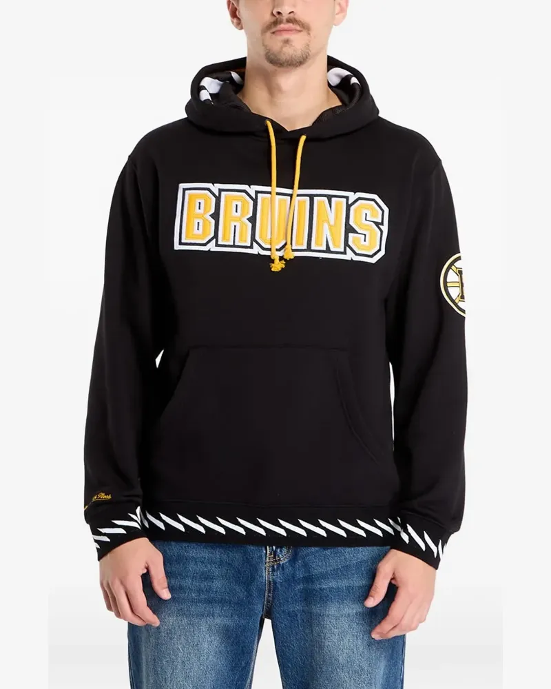 Mitchell & Ness Boston Bruins logo-print hoodie - Schwarz Schwarz