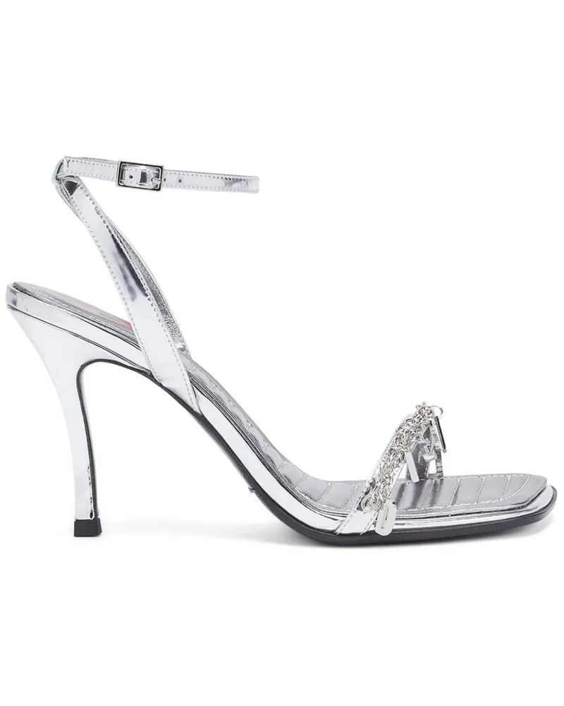 Diesel D-Vina Sandalen aus Leder - Silber Silber