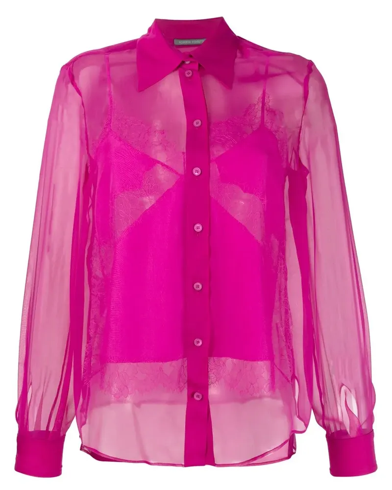 Alberta Ferretti Semi-transparentes Seidenhemd - Rosa Rosa