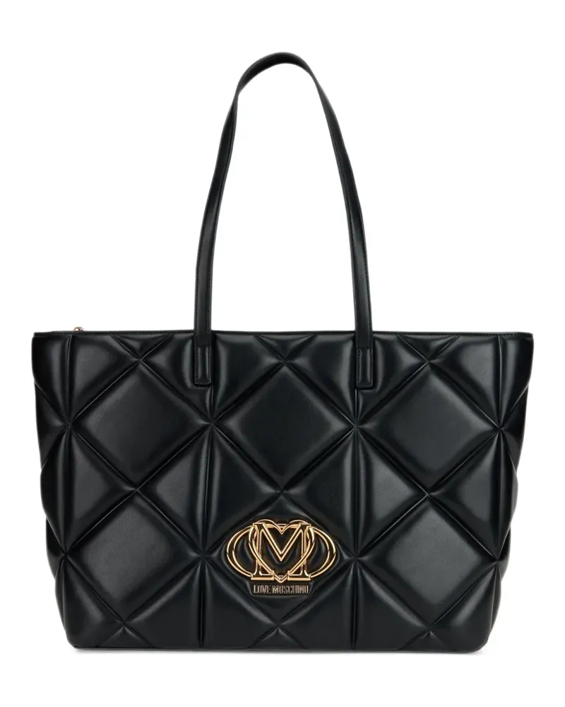 Moschino Tote Bag mit Logo-Schild - Schwarz Schwarz