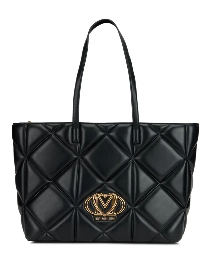 Moschino Tote Bag mit Logo-Schild - Schwarz Schwarz