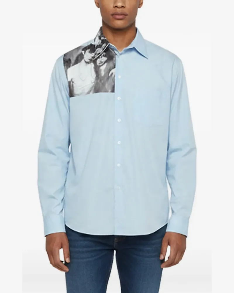 Raf Simons photograph-print button-up shirt - Blau Blau