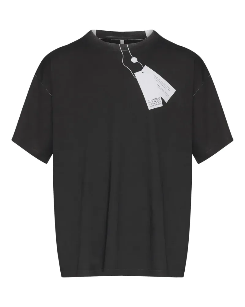 Maison Margiela T-Shirt mit Etikett-Print - Schwarz Schwarz