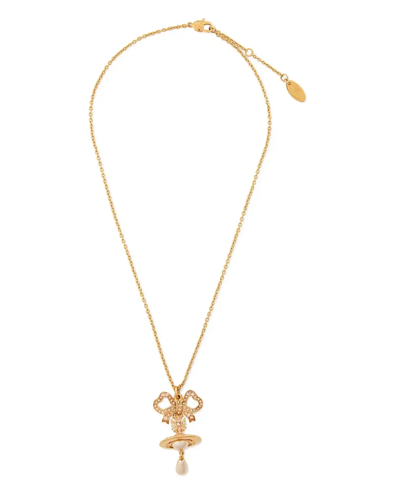 Vivienne Westwood Rigoberta bow-embellished pearl necklace - Gold Gold