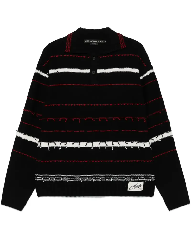 Andersson Bell B&W Stripe Poloshirt - Schwarz Schwarz