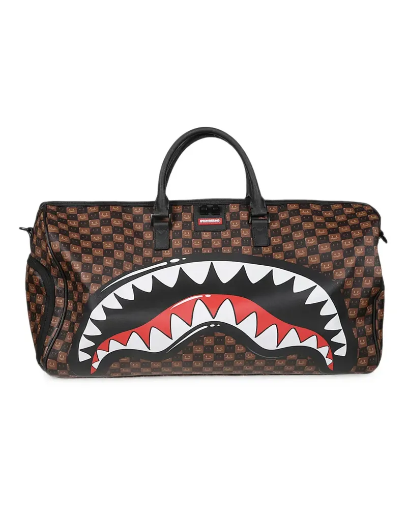 Sprayground Shark Mouth checkered holdall - Braun Braun