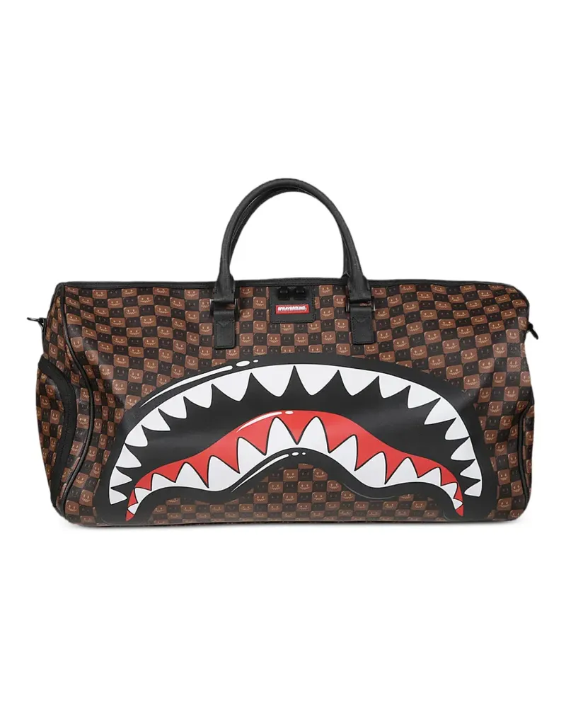 Sprayground Karierte Shark Mouth Reisetasche - Braun Braun