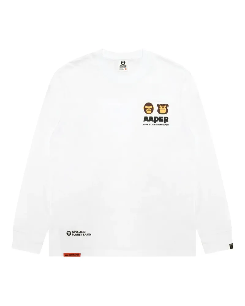 BAPE Aape Head Langarmshirt - Weiß Weiß