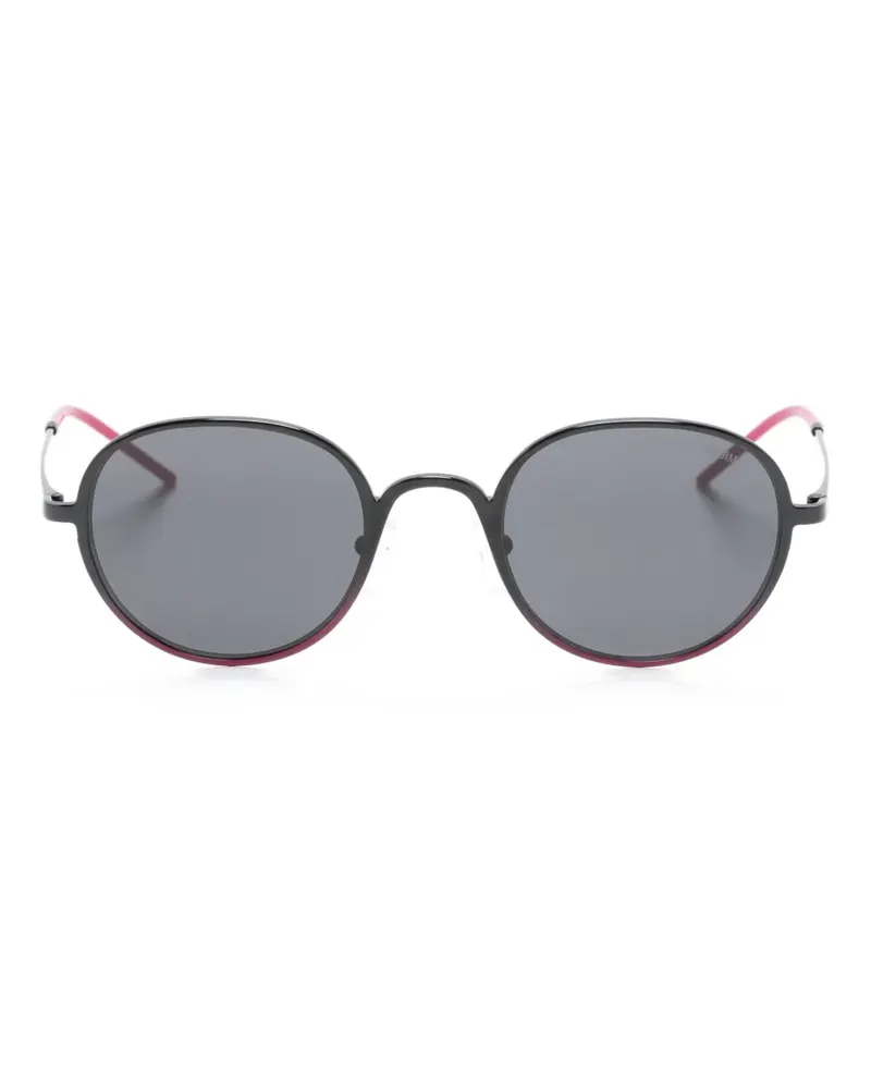 Emporio Armani Sonnenbrille mit rundem Gestell - Schwarz Schwarz
