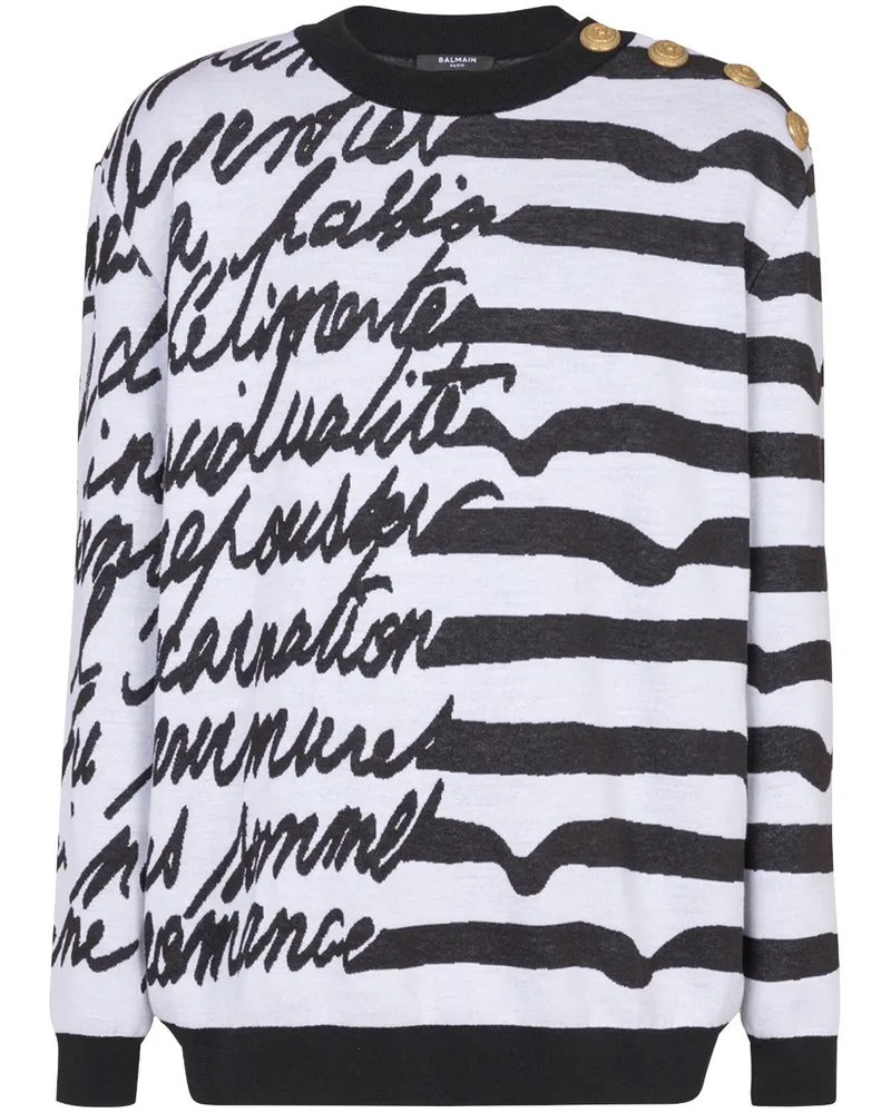 Balmain Pullover mit Love Letter-Intarsie - Weiß Weiß