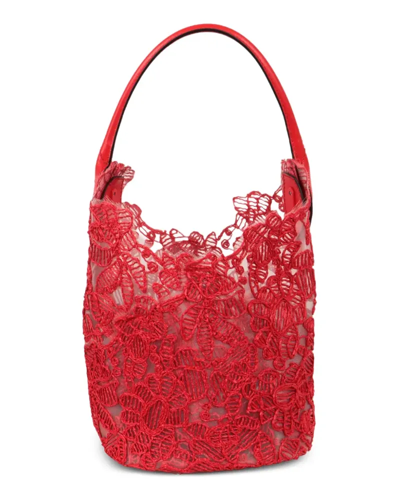 Ermanno Scervino Beuteltasche mit Blumenspitze - Rot Rot