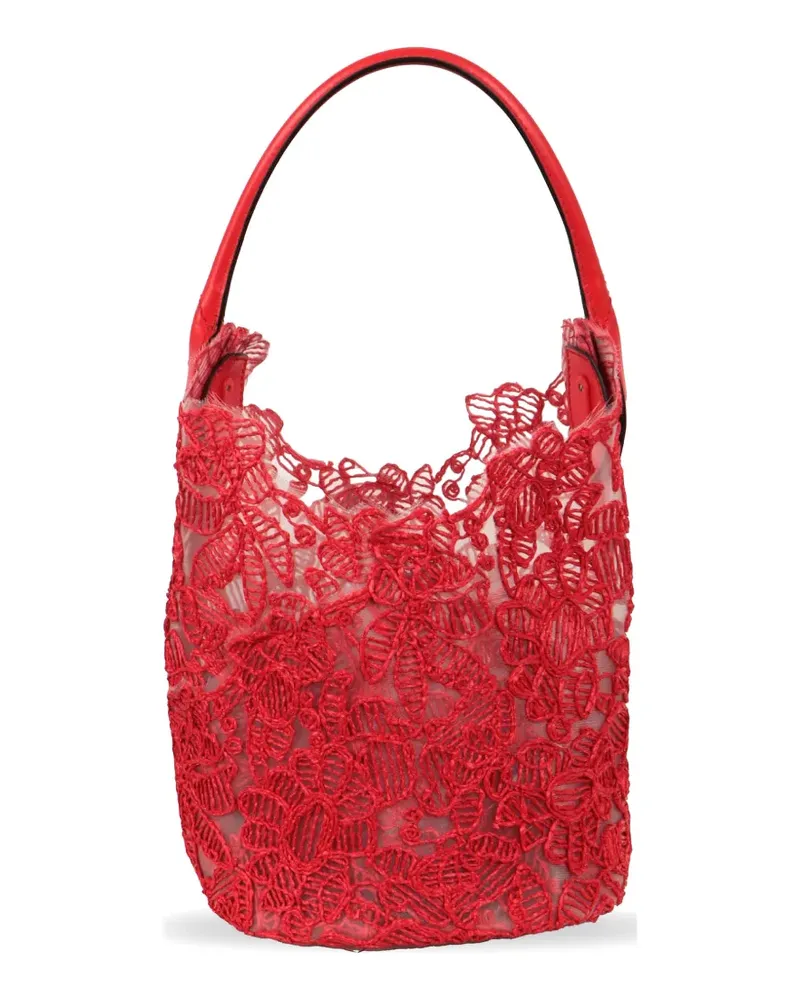 Ermanno Scervino floral-lace bucket bag - Rot Rot