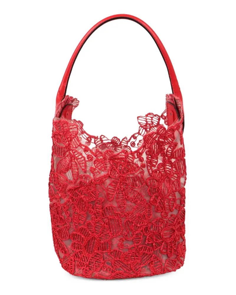 Ermanno Scervino floral-lace bucket bag - Rot Rot
