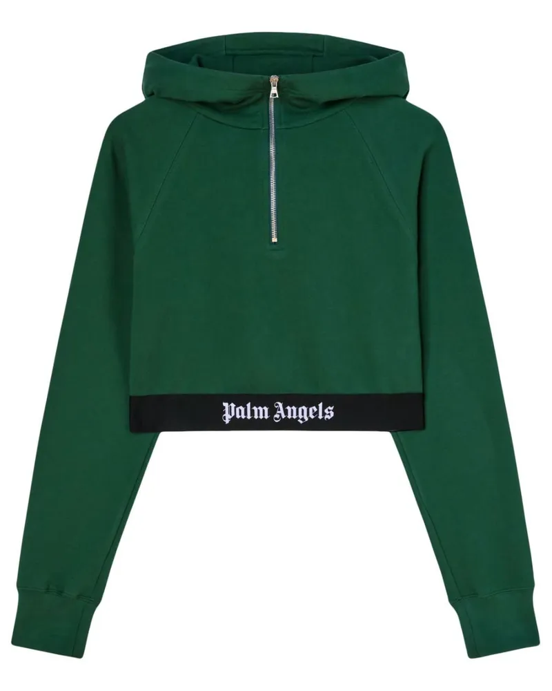 Palm Angels Cropped-Hoodie mit Logo-Streifen Grün