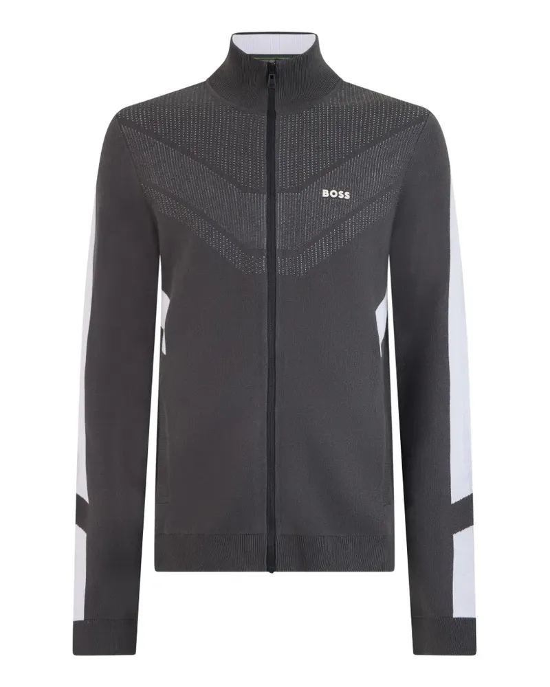 HUGO BOSS zip-up panelled sweater - Grau Grau