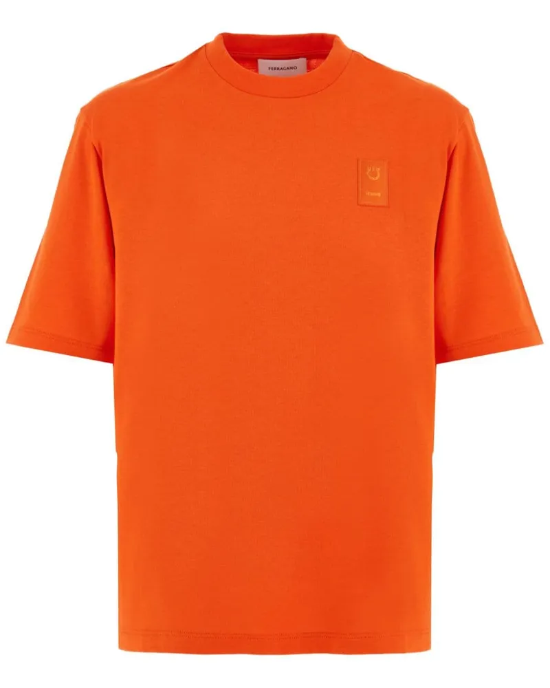 Ferragamo T-Shirt mit Logo-Applikation Orange