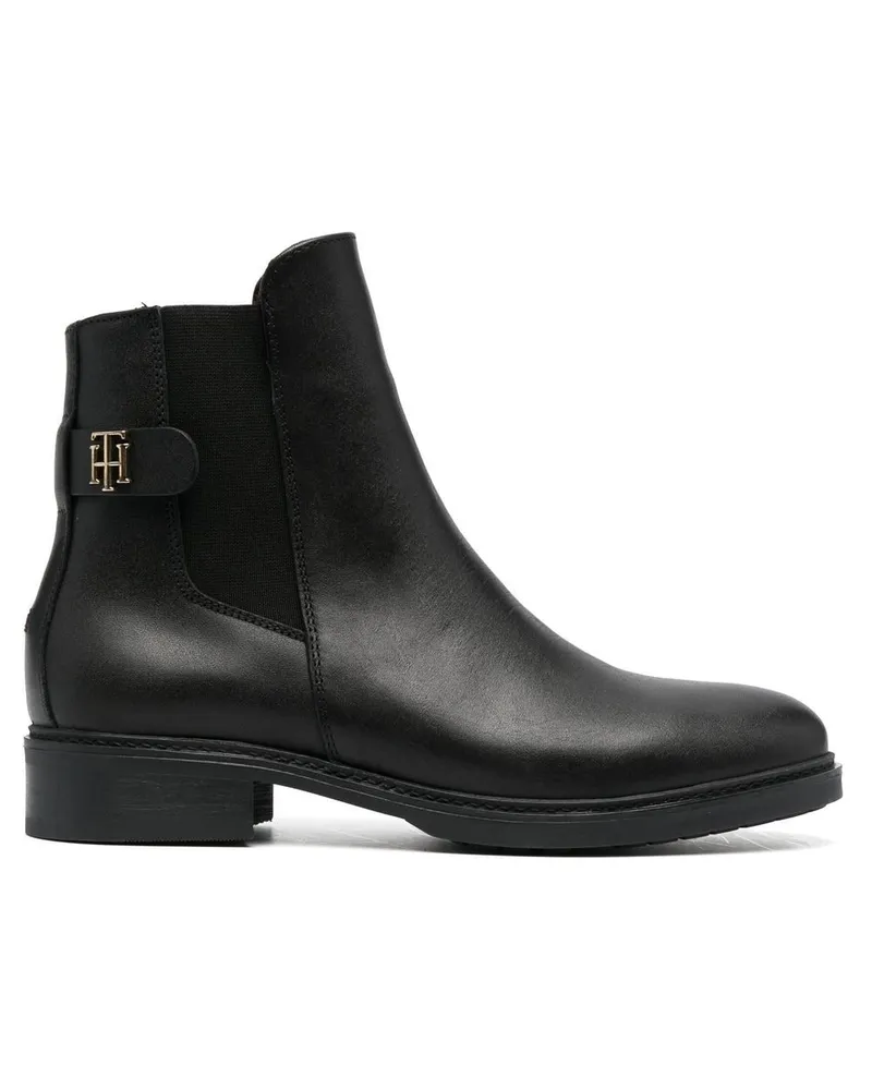 Tommy Hilfiger Stiefeletten mit Monogramm-Schild - Schwarz Schwarz