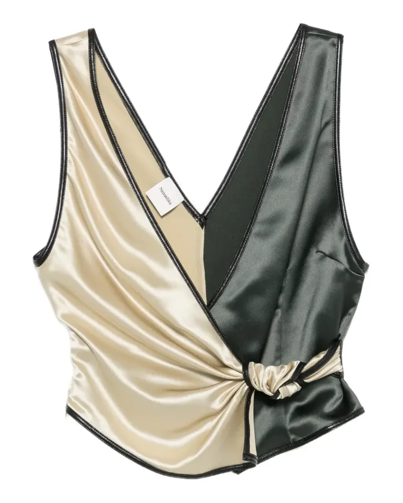 Nanushka Aisling two-tone knotted top - Nude Nude
