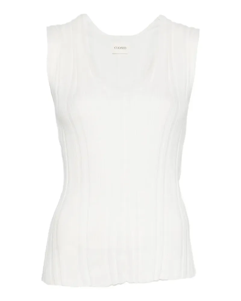 Closed ribbed-knit V-neck sweater - Weiß Weiß