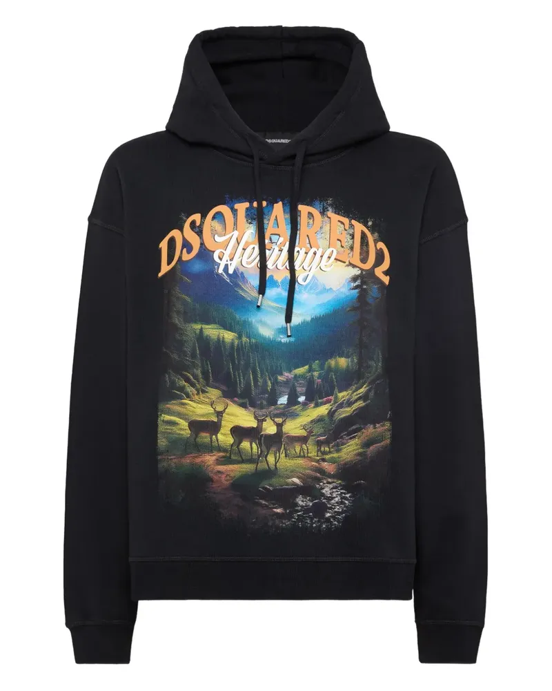 Dsquared2 Hoodie mit Print - Schwarz Schwarz