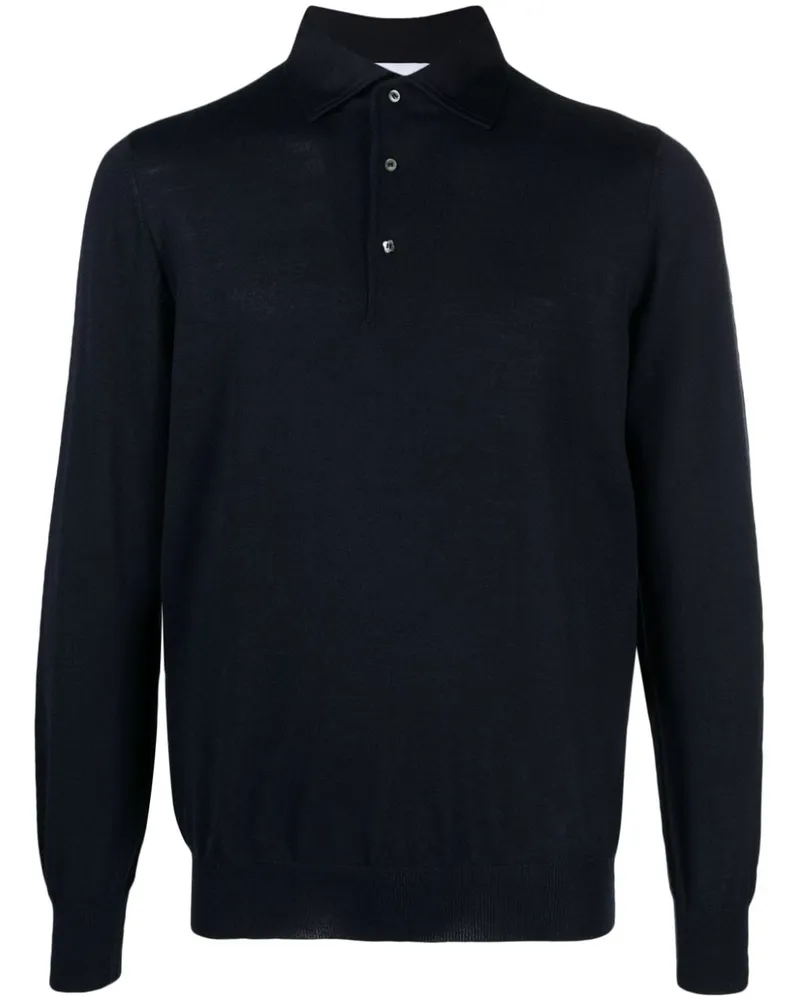LARDINI Fein gestricktes Poloshirt - Blau Blau