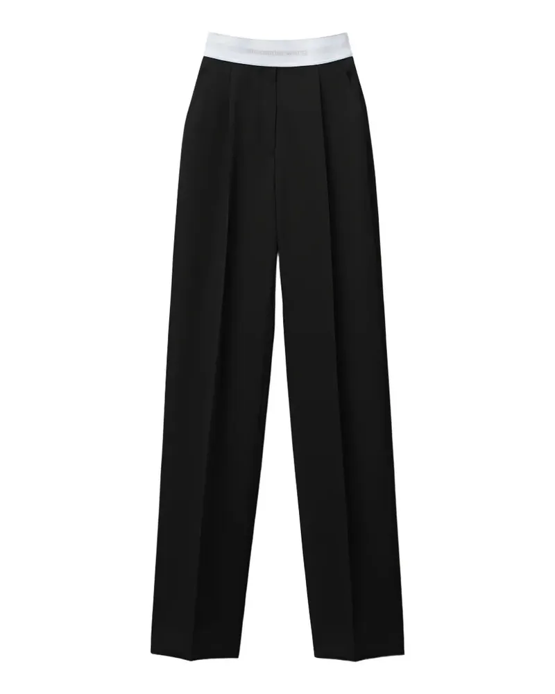 Alexander Wang Gerade Hose mit Logo-Bund - Schwarz Schwarz
