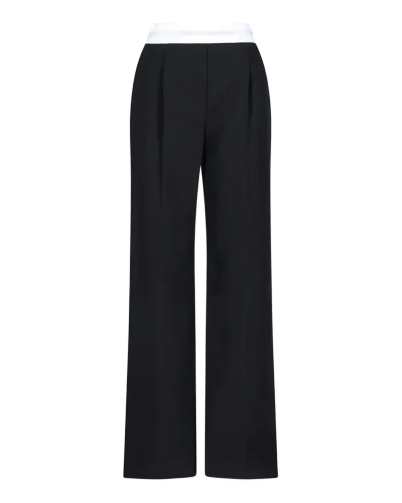 Alexander Wang Gerade Hose mit Logo-Bund - Schwarz Schwarz