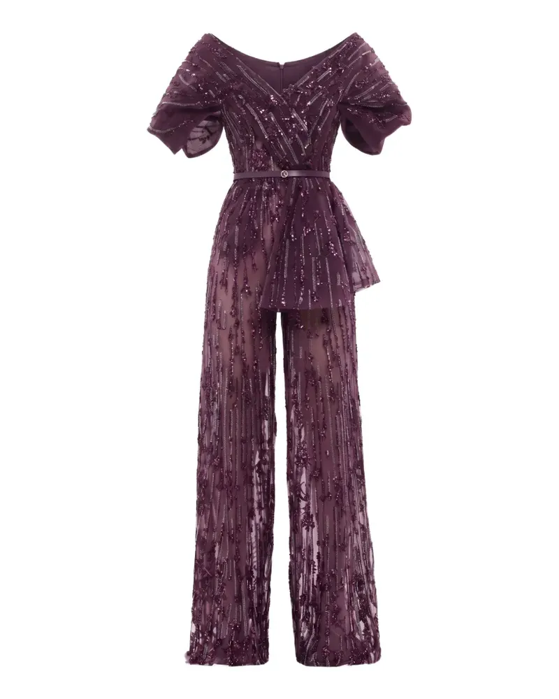 Saiid Kobeisy sequin-embellished belted jumpsuit - Violett Violett