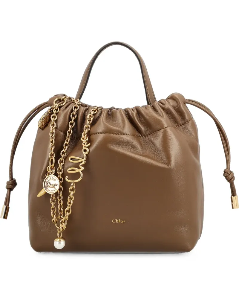 Chloé Mini Icons Schultertasche mit Kette aus weichem Leder - Braun Braun