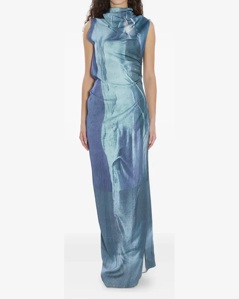 Jean Paul Gaultier Maxikleid mit geometrischem Print - Blau Blau