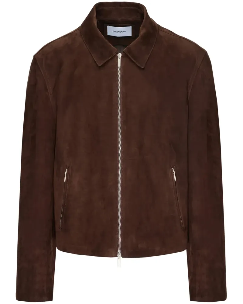 Ferragamo Nubuck Blouson-Jacke - Braun Braun