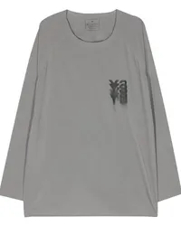 Y-3 Perforiertes T-Shirt mit Logo-Print Grau