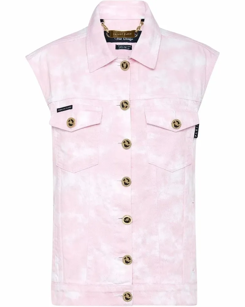 Philipp Plein Jeansweste mit Bleached-Effekt - Rosa Rosa