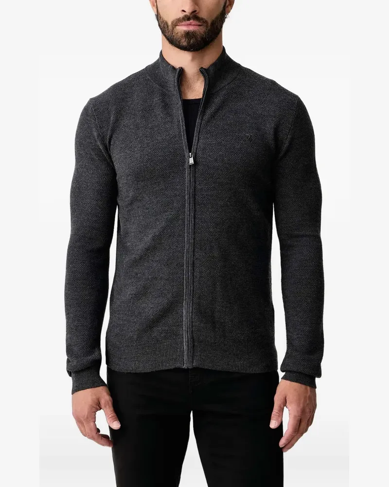 Trussardi zip-up ribbed-trim cardigan - Grau Grau