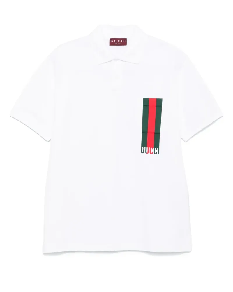 Gucci Poloshirt mit Web-Detail - Weiß Weiß