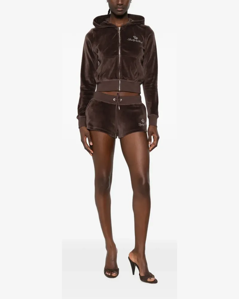 SPORTY & RICH x Juicy Couture rhinestone-embellished zip-up hoodie - Braun Braun