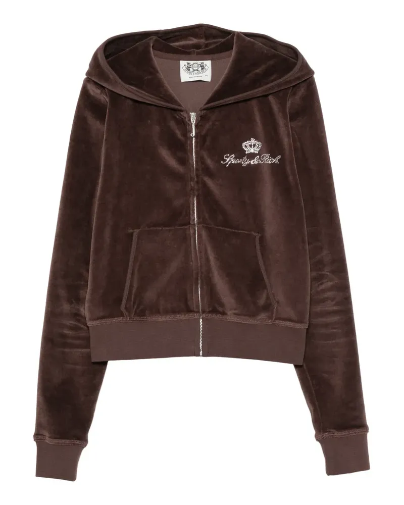 SPORTY & RICH x Juicy Couture rhinestone-embellished zip-up hoodie - Braun Braun