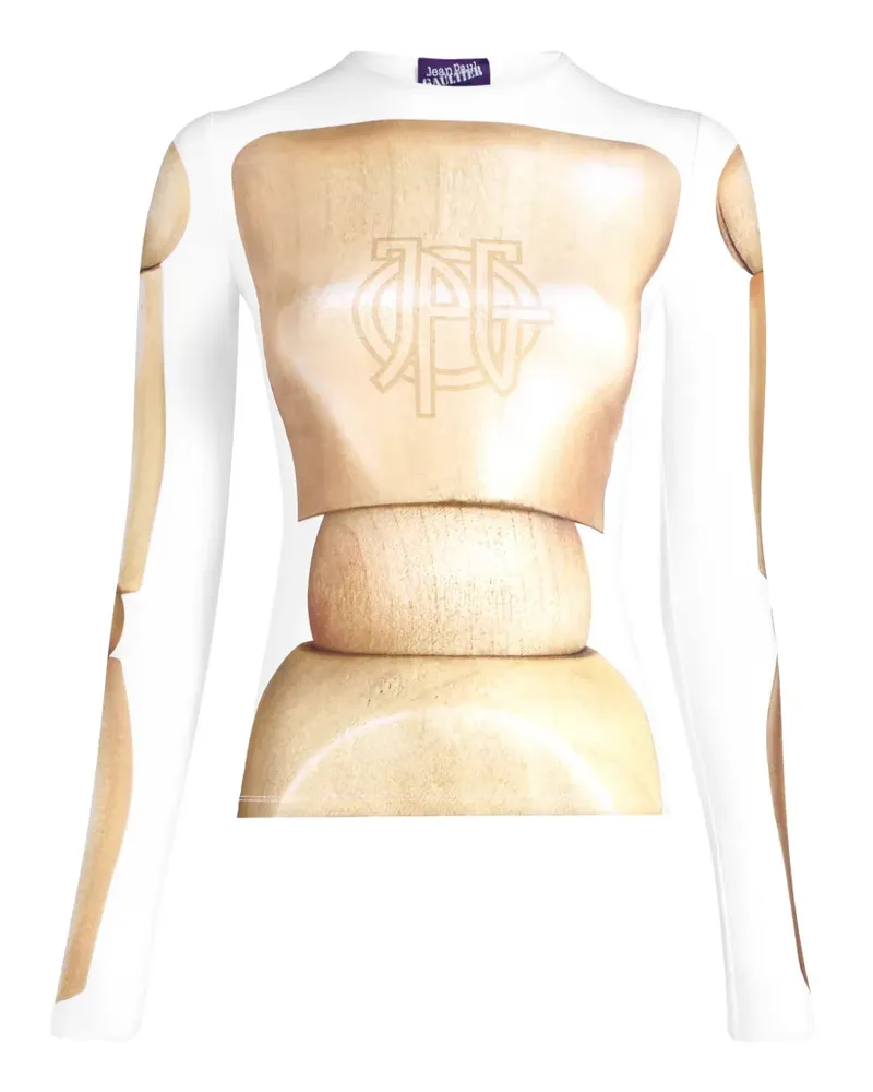 Jean Paul Gaultier Le Top T-Shirt aus Holz - Weiß Weiß