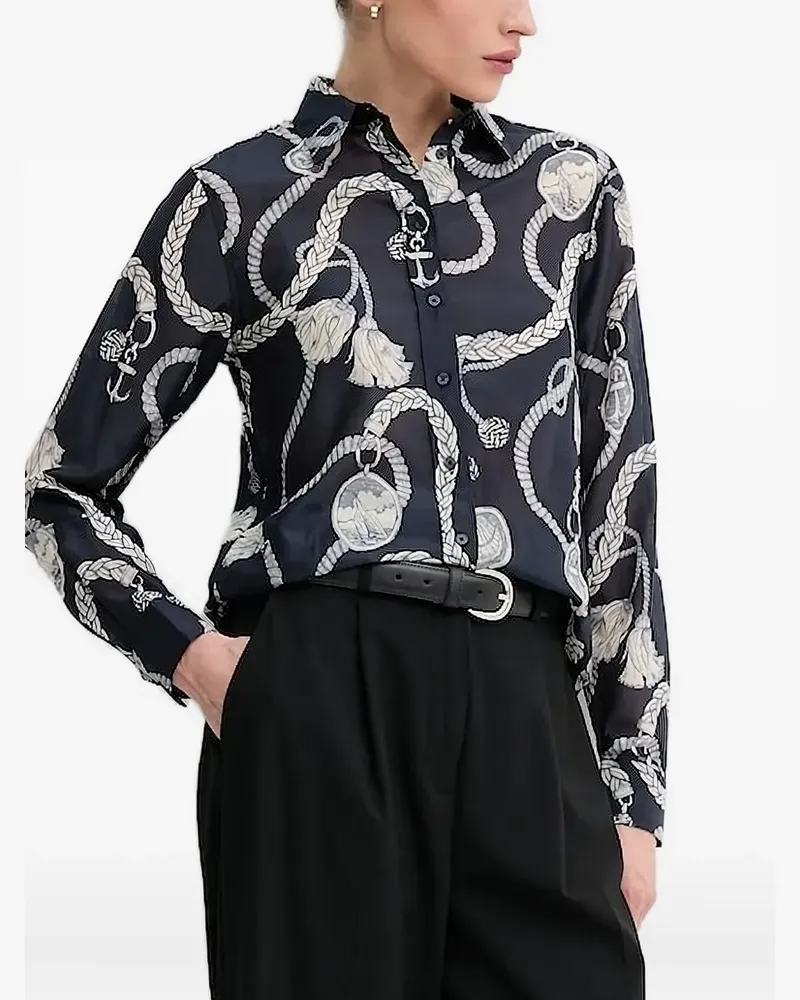 Gant Langarmshirt mit Kordel-Print - Blau Blau