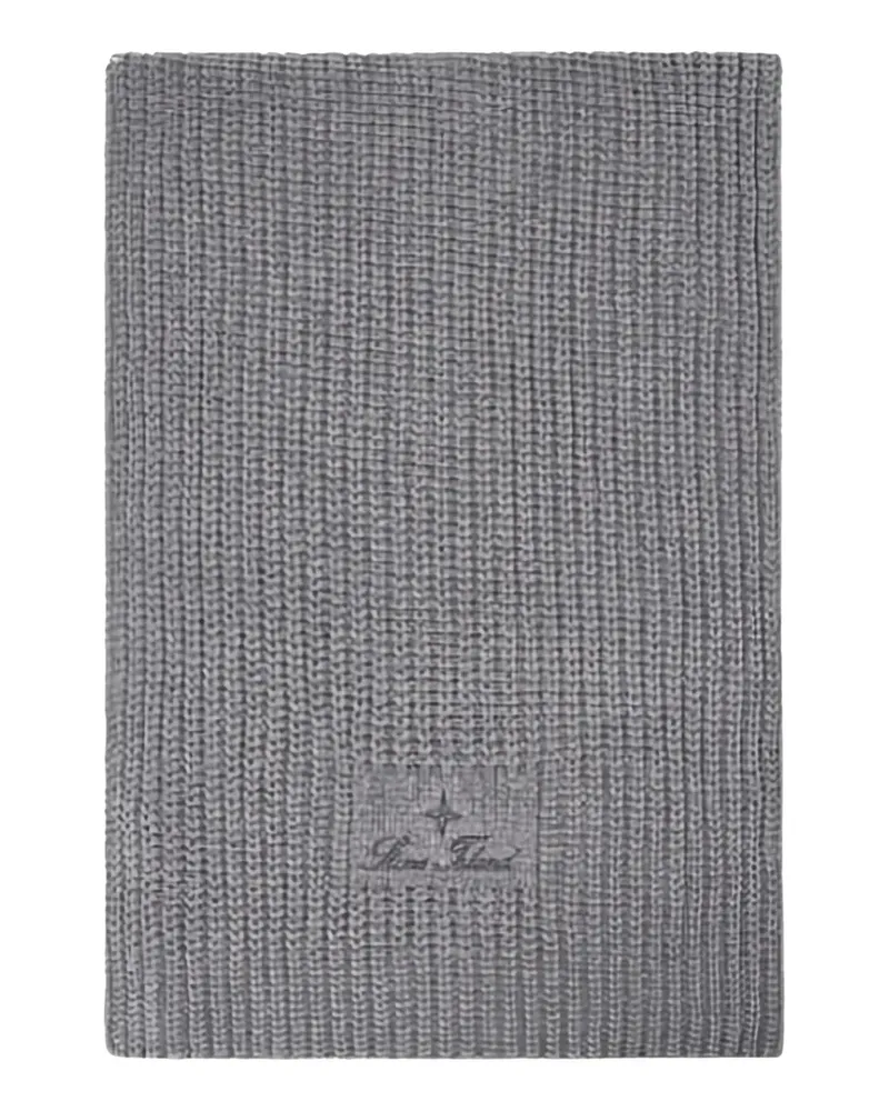 Stone Island N200001 Schal aus Mouliné-Baumwolle mit Chenille-Strick und Archival-Script-Logo-Stickerei - Grau Grau
