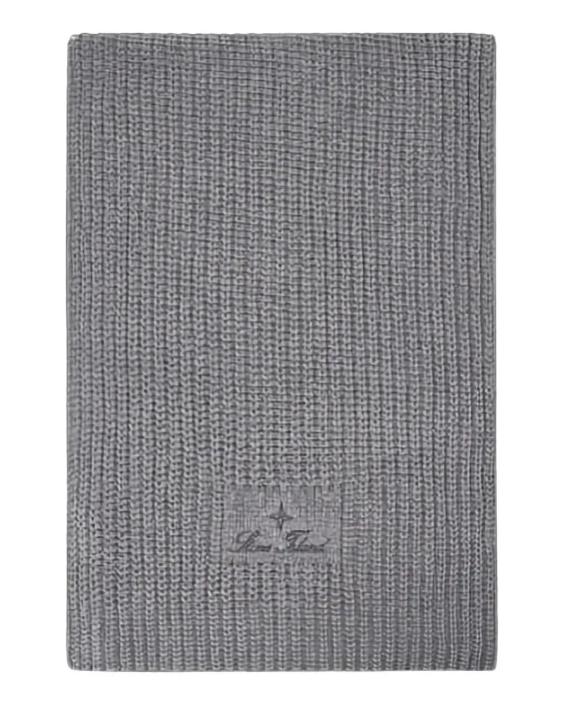 Stone Island N200001 mouliné-cotton-chenille-knit scarf with archival-script-logo embroidery - Grau Grau