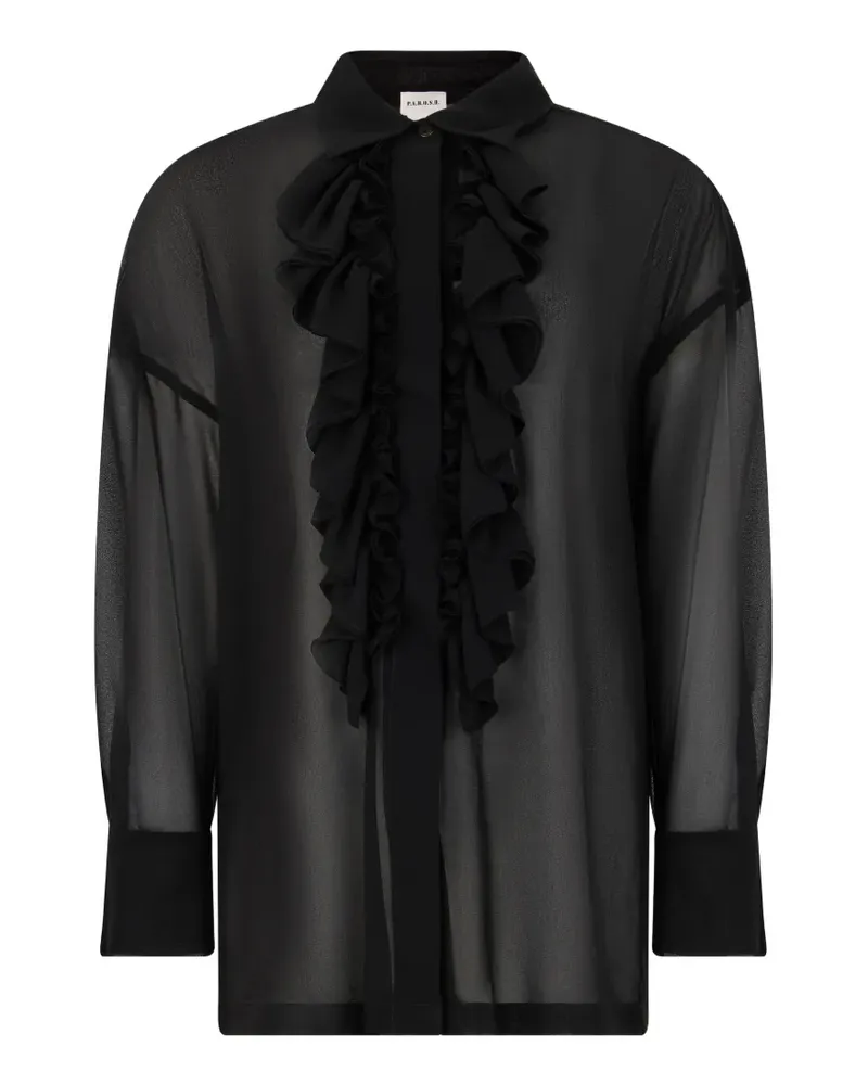 P.A.R.O.S.H. ruffled semi-sheer blouse - Schwarz Schwarz