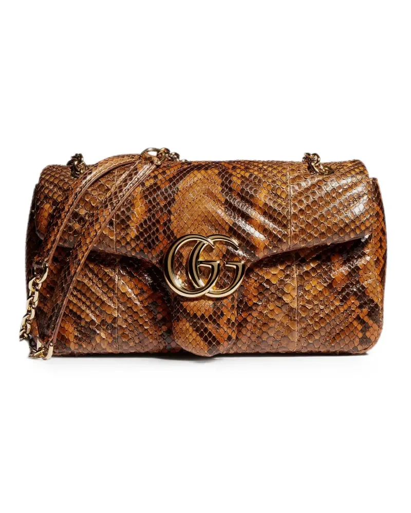 Gucci GG Marmont python-skin shoulder bag - Braun Braun