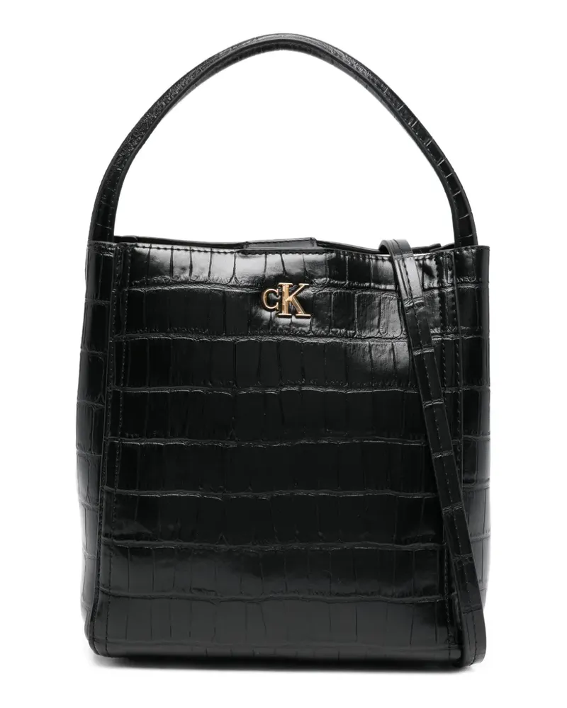 Calvin Klein croc bucket strap tote bag - Schwarz Schwarz
