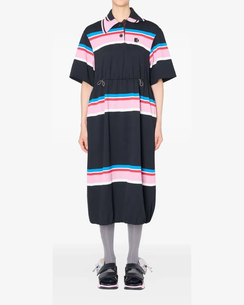 kolor striped drawstring midi dress - Schwarz Schwarz