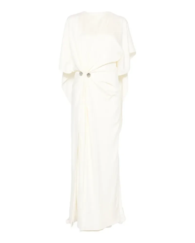 Brandon Maxwell B MAXWELL DRAPED DRESS WITH CUFF LINK HARDWARE IVORY - Nude Nude